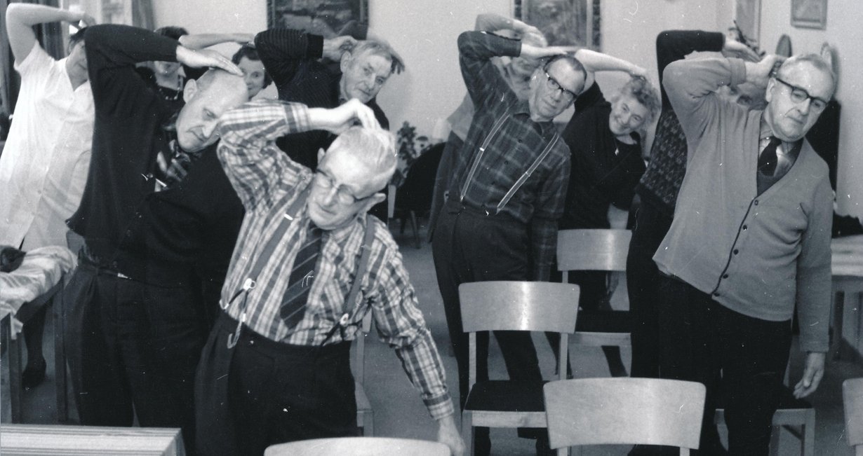 Pensjonisttrim i Klubben rundt 1970.