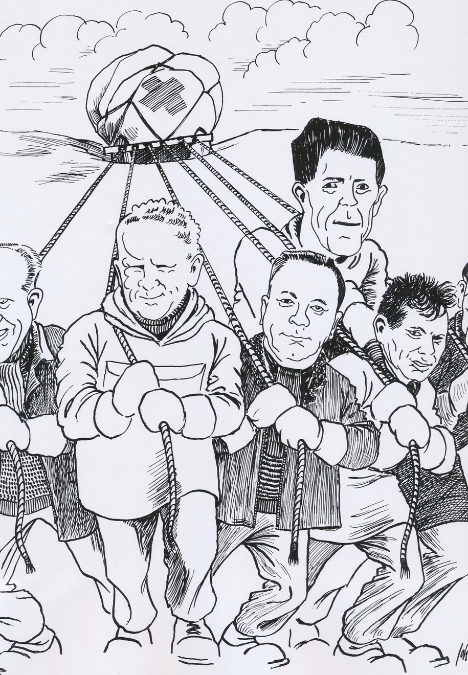 Arna Røde Kors Hjelpekorps. Det første styret i 1955.