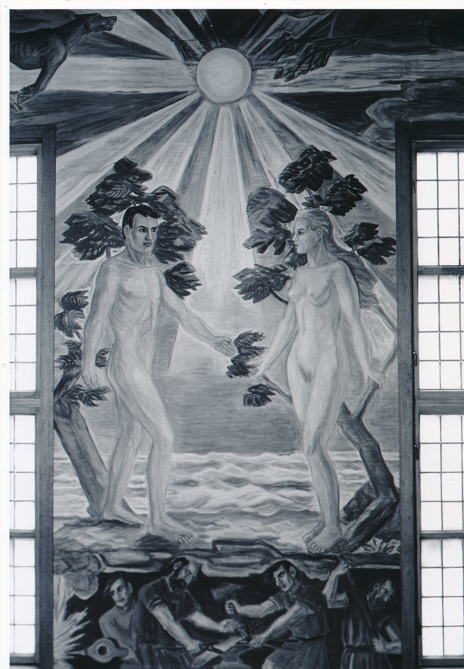 Sentrum festsalen. Frescomalerier på Sentrum.